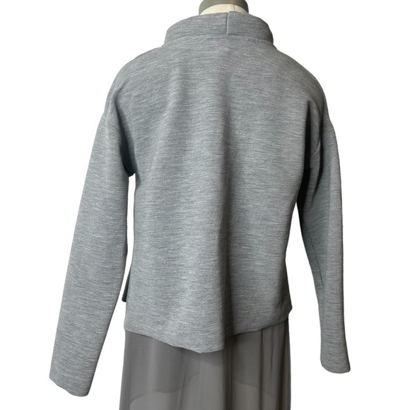 Zara Gray High Neck Long Sleeve Sweater with Sheer Overlay Long Tank Size Medium - Picture 8 of 16